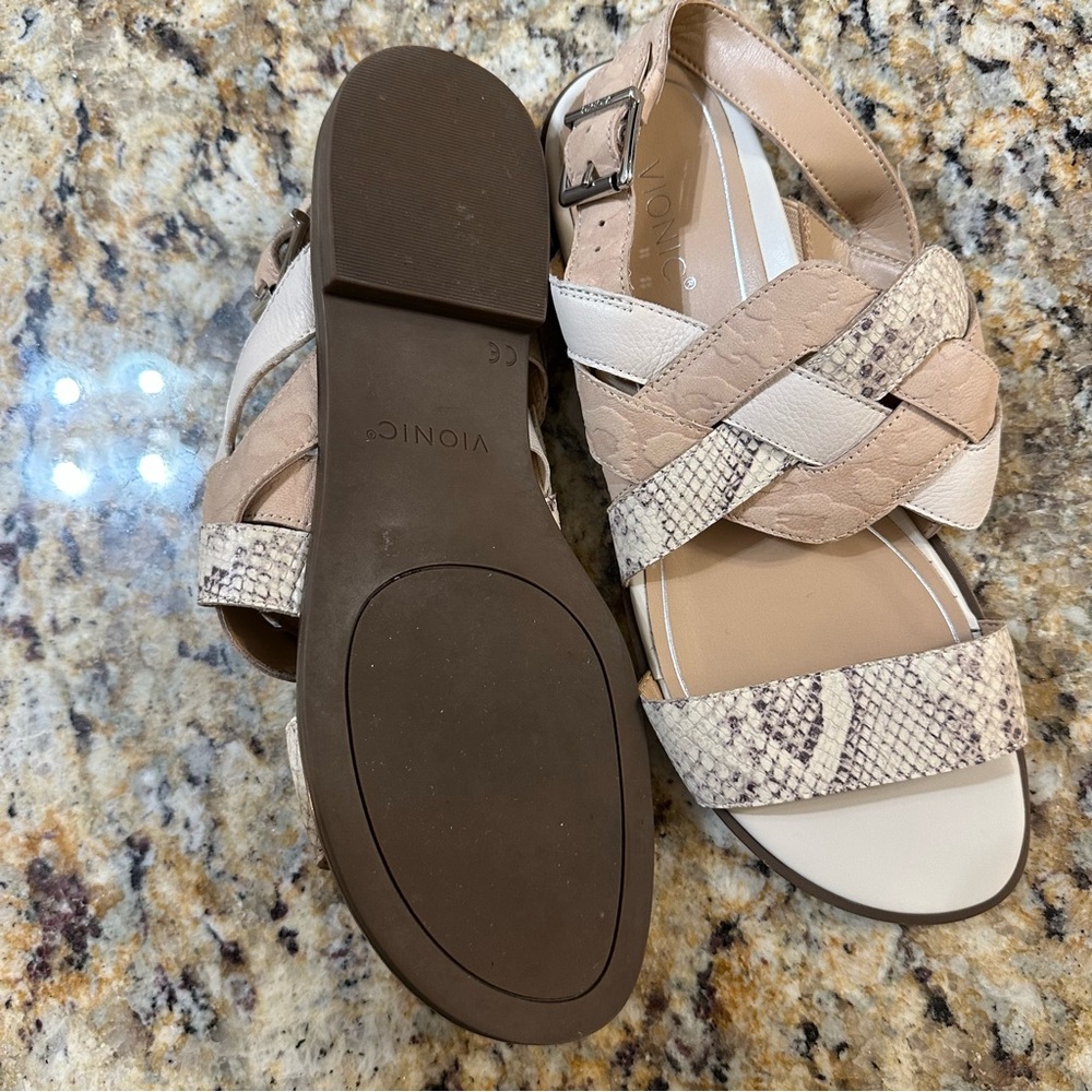 Vionic Kendra Snake Embossed Leather Sandals - Picture 7 of 7